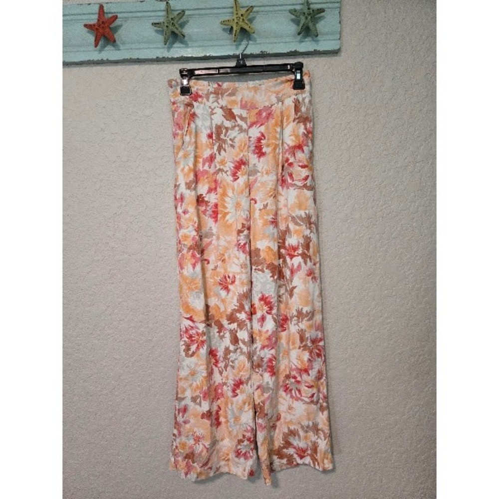 Abercrombie & Fitch Wide Leg Pants Womens Small Regular Orange Floral